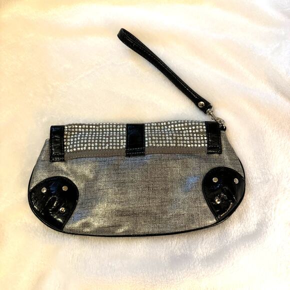 Express Black and Silver Studded Bejeweled Hobo Wristlet Bag Excellent Condition - Picture 10 of 11